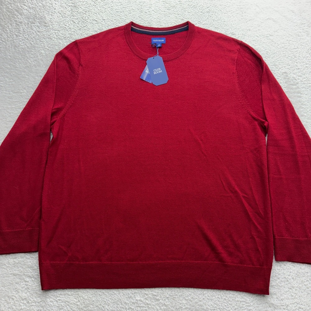 Club Room Mens Merino Wool Blend Crewneck Sweater Cherry Red XXL NWT 100099704MN